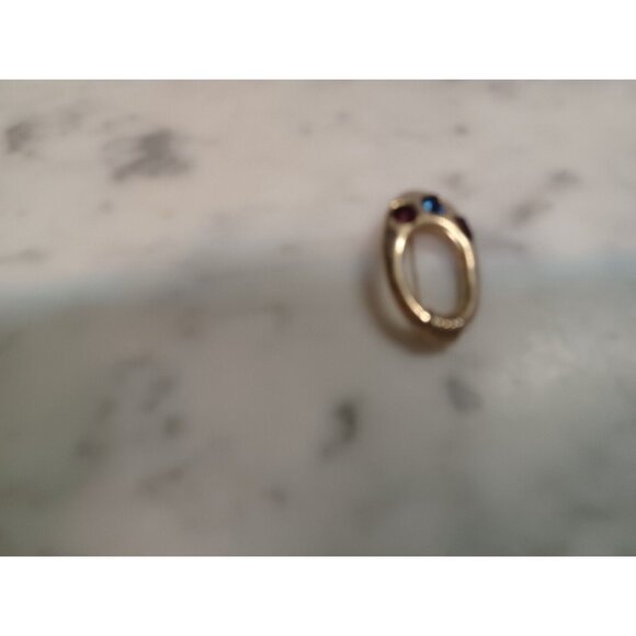 Vintage Simple Pin Brooch Gold Tone and 3 Rhinestones - Picture 3 of 3